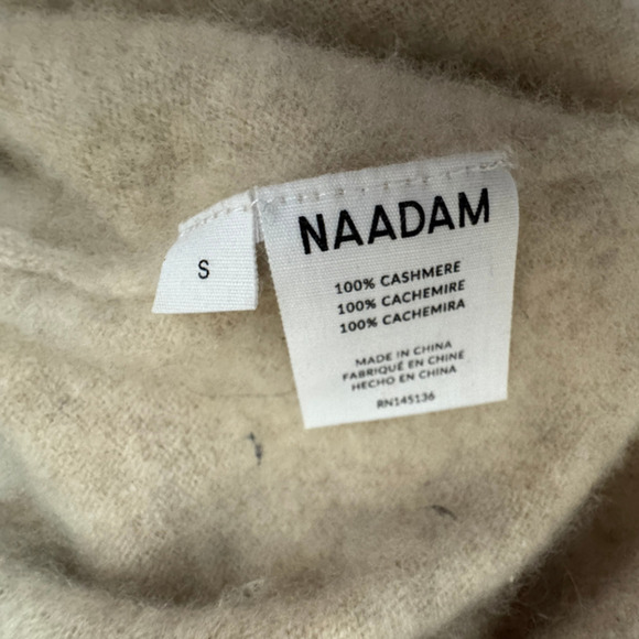 Naadam Signature Cashmere Turtleneck Sweater Dress in Oatmeal Size Small - Picture 6 of 7